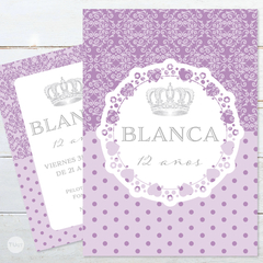 Kit imprimible coronita reina plata lavanda lila casamientos 15 años candy bar tukit - comprar online
