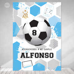 Cartel imprimible A3 backdrop futbol celeste tukit