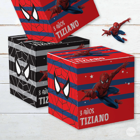 Caja cubo imprimible spiderman hombre araña tukit