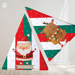 caja triangulo navidad, caja felices fiestas, cake box, merry christmas, muerdago, caja decorativa, triangulo, piramide golosinero