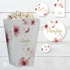 kit imprimible flores cherry, kit flor de cerezo, florcitas cherry, kit imprimible cereza, banderines, invitaciones, carteles