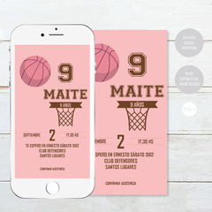 Kit imprimible basket basquet basketball rosa candy bar tukit - comprar online