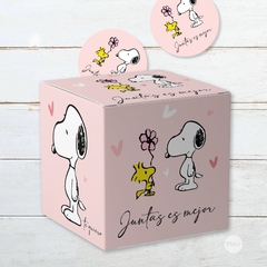 caja cubo imprimible san valentin, caja cubo snoopy, san valentin snoopy
