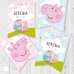 kit imprimible peppa pig george family cerdita banderin