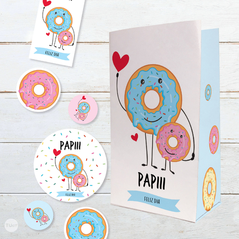 Kit imprimible decoracion dia del padre donas donuts tukit