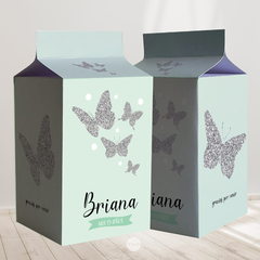 Kit imprimible mariposas glitter plata verde tukit - comprar online