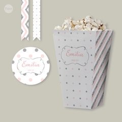 Kit imprimible glitter rosa plata candy bar tukit