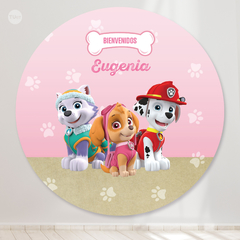 Banner circular imprimible patrulla canina rosa tukit
