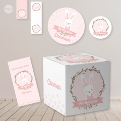 Kit imprimible coneja rosa primer año bautismo candy bar - comprar online
