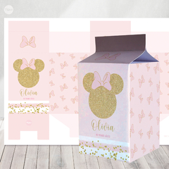 Caja milk box imprimible minnie glitter tukit - comprar online