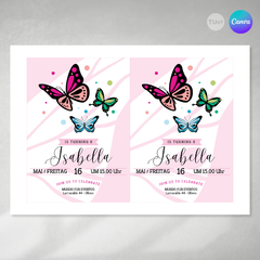 Invitacion mariposas texto editable canva tukit - comprar online