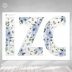 Guirnalda feliz cumple madera flores azules tukit - comprar online