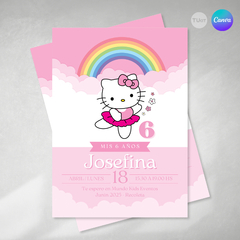 Invitacion kitty bailarina rosa texto editable canva tukit - comprar online