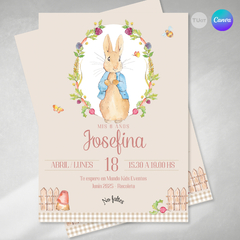 Invitacion peter rabbit texto editable canva tukit - comprar online