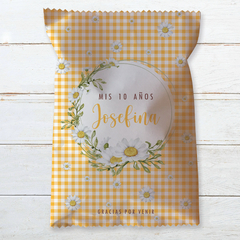 Chips bags imprimible flores margaritas naranja tukit
