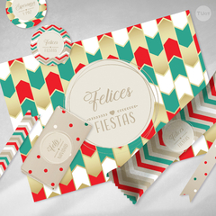 Kit imprimible deco rojo verde navidad felices fiestas tukit - comprar online