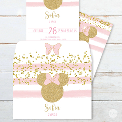 sobre imprimible, invitacion, invitation, minnie glitter, minnie party bundle