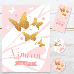 Kit imprimible mariposas doradas tukit - comprar online