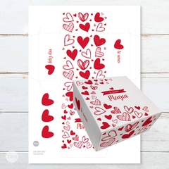 Caja imprimible corazones rojos san valentin tukit - comprar online