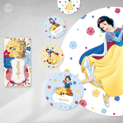 Kit imprimible cumpleaños princesa blanca nieves rojo amarillo azul tukit - comprar online