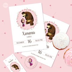 Kit imprimible masha y el oso flores rosas candy bar tukit en internet