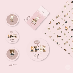 Kit imprimible animales del bosque acuarela rosa tukit - comprar online