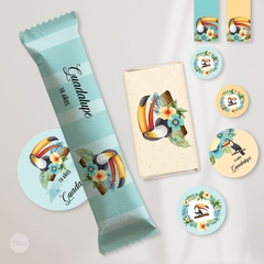 Kit imprimible tucanes toucans aves birds candy bar tukit - comprar online
