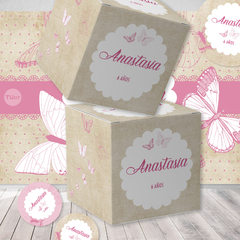 Kit imprimible mariposas rosas vintage candy bar tukit - comprar online