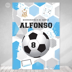 Cartel imprimible A3 backdrop futbol celeste tukit - comprar online