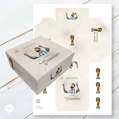 Caja imprimible futbol messi vintage tukit - comprar online