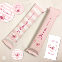 Kit imprimible pajarito rosa comunion bautismo tukit - comprar online