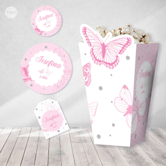 Kit imprimible mariposas rosas plata candy bar tukit en internet