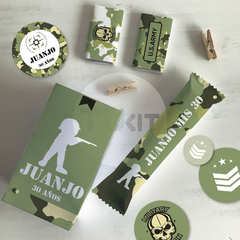 Kit imprimible camuflado militar soldados cumpleaños tukit - comprar online
