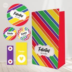 Kit imprimible party color rayas candy bar tukit en internet