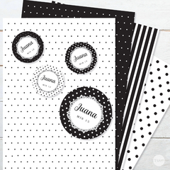 Kit imprimible wedding rayas lunares blanco negro 15 años en internet