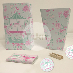 Kit imprimible shabby chic carousel calesita candy bar - comprar online