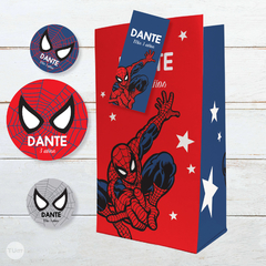 Spiderman, hombre araña, kit imprimible, decoración, banderines, bolsa golosinera, caja cubo, bolsa golosinas, editables con adobe reader, cartel de bienvenida, envoltorio para golosinas, tarjetas, invitaciones, invitacion whhatsapp, invitacion digital, e