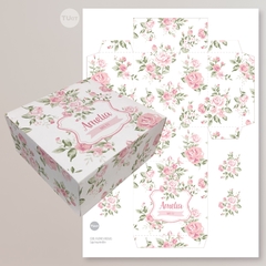 Caja imprimible flores rosas tukit - comprar online