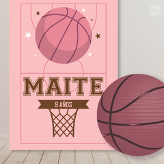Kit imprimible basket basquet basketball rosa candy bar tukit en internet
