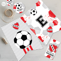 Kit imprimible futbol pelota independiente rojo candy bar tukit - TuKit