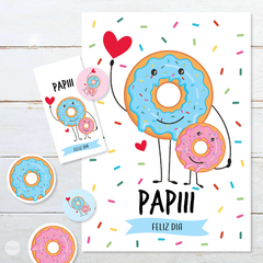 Kit imprimible decoracion dia del padre donas donuts tukit - comprar online