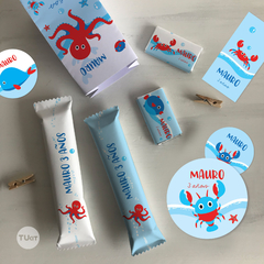 Kit imprimible animales del mar colores azul rojo celeste tukit - comprar online
