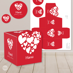 Caja cubo imprimible corazon rojo tukit - comprar online