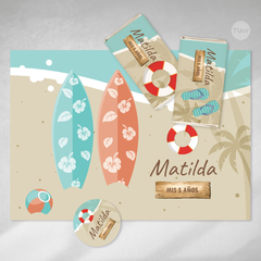 Kit imprimible playa verano summer beach candy bar tukit - TuKit