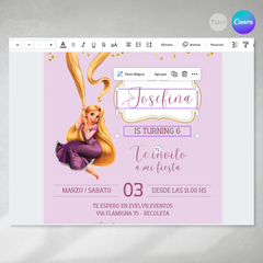 Invitacion princesa rapunzel texto editable canva tukit en internet