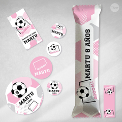 Kit imprimible futbol pelota rosa candy bar tukit en internet