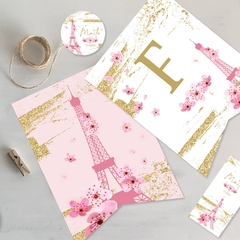 Kit imprimible paris flores rosas dorado candy bar tukit en internet