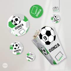 Kit Imprimible futbol pelota verde blanco negro candy bar - TuKit