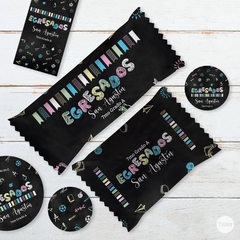 Kit imprimible egresados pizarra pizarron tiza candy bar tukit en internet