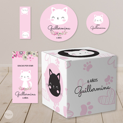 Kit imprimible gatitos cats flores candy bar tukit